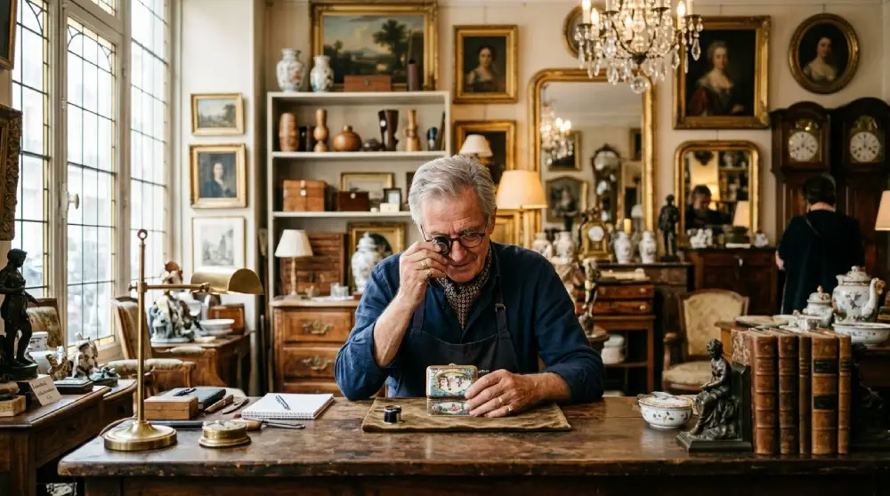 illustration web crée pour le site d'un antiquaire